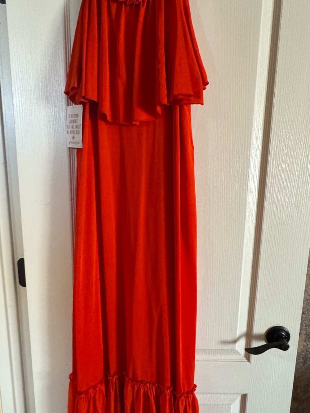 Free People Bright Orange Ruffle-Accent Maxi Dress